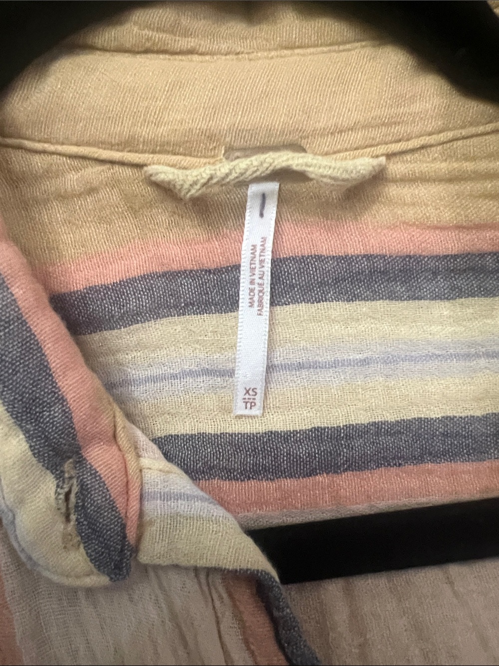 Striped Lightweight Button-Up Mini Dress - Peach Multi , Free People - Picture 5 of 5